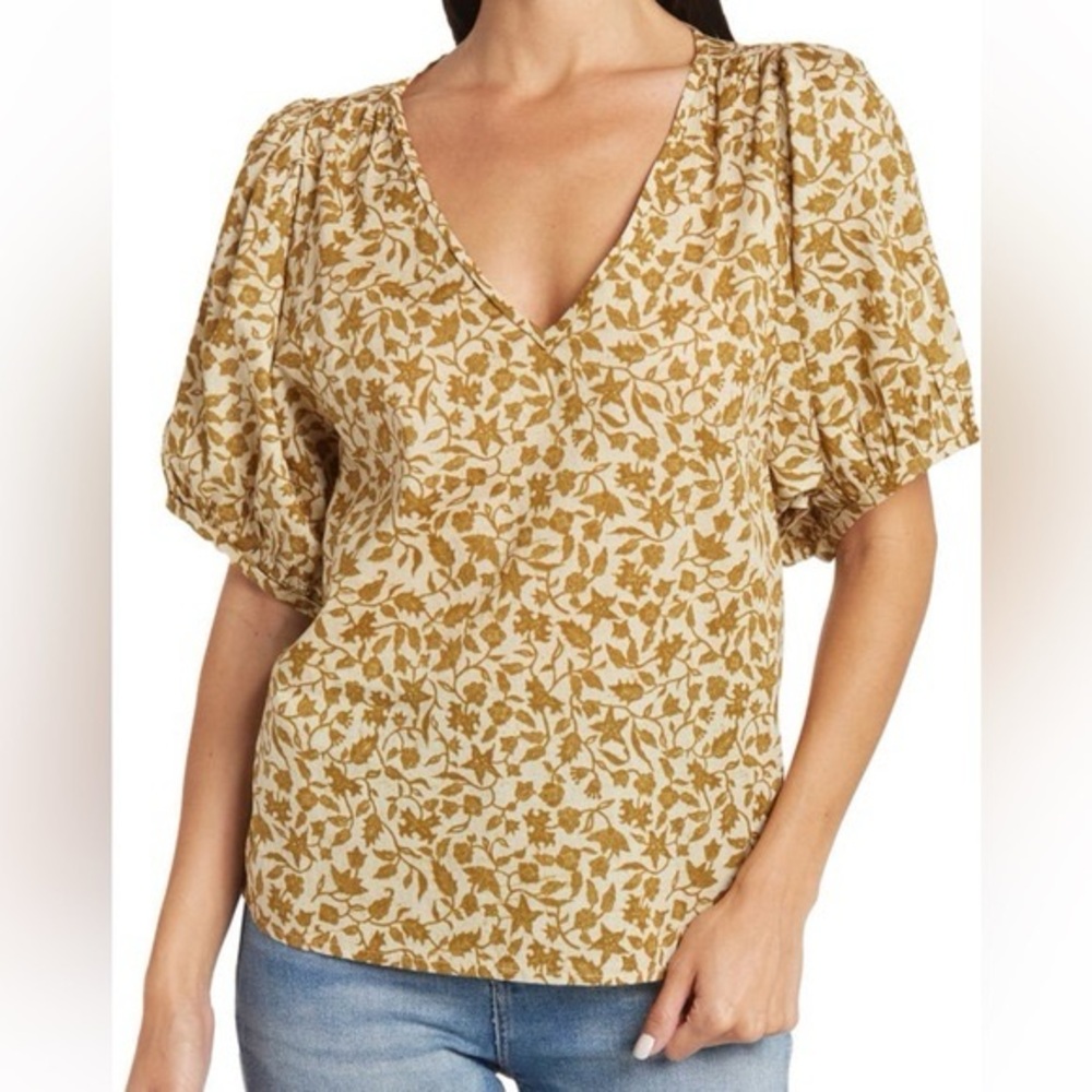 Madewell Puff Sleeve Top batik vineyard jcrew j. Crew shirt XS small